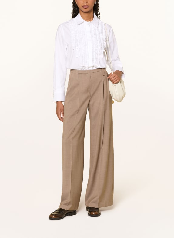 van Laack Overhemdblouse VL-AZITAN-QPB met ruches en sierparels WIT