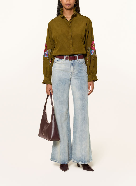 van Laack VL-AZITEA-E corduroy blouse KHAKI / PINK / LIGHT BLUE