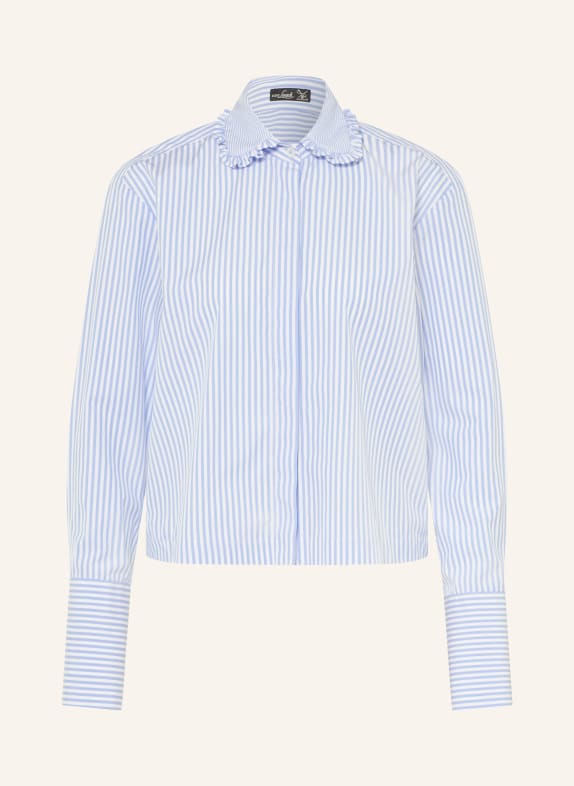 van Laack Blouse VL-PONCYS-W36FQS met ruches BLAUW / WIT