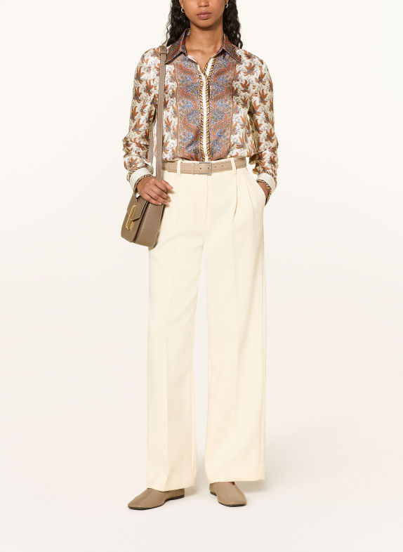 van Laack Silke-bluse VL-CELLISA-PX2 CREME / MØRKEORANGE / BLÅ