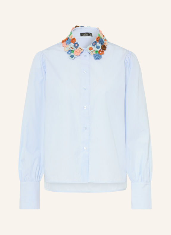 van Laack Blouse VL-FJELLA-APPL2 LICHTBLAUW / ROSÉGOUD / GROEN
