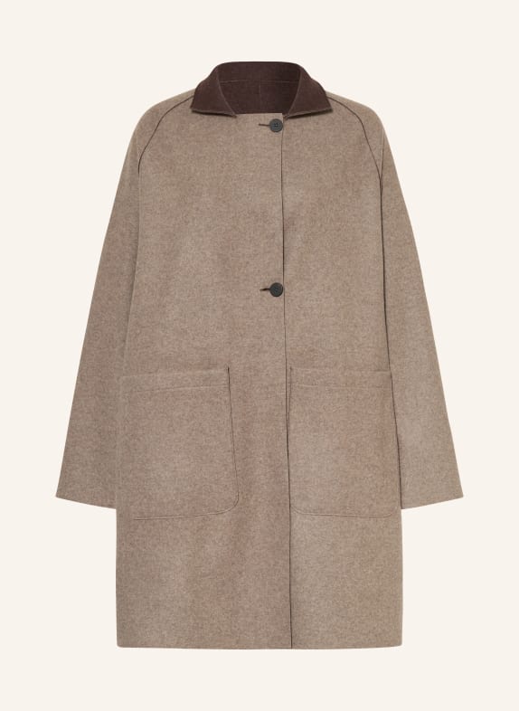 HARRIS WHARF LONDON Wollmantel zum Wenden TAUPE / DUNKELBRAUN