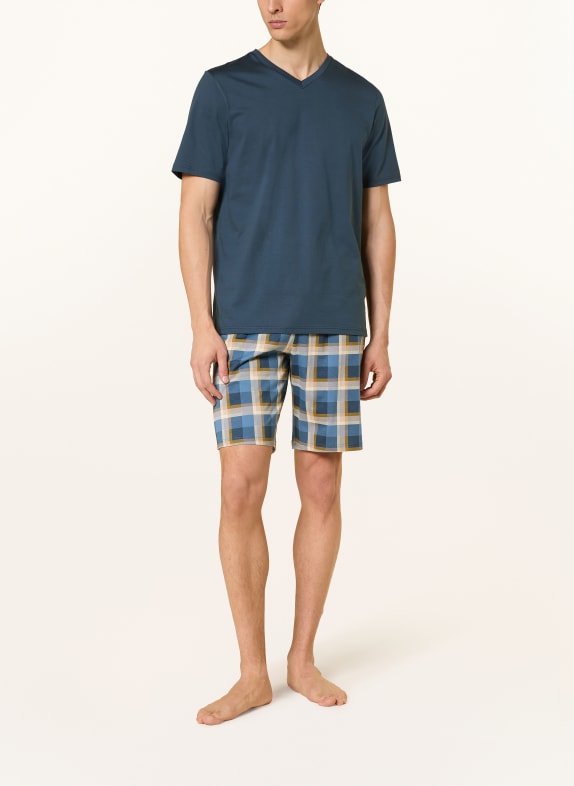 SCHIESSER Shorty-pyjama CASUAL ESSENTIALS DONKERBLAUW / CRÈME / DONKERGEEL