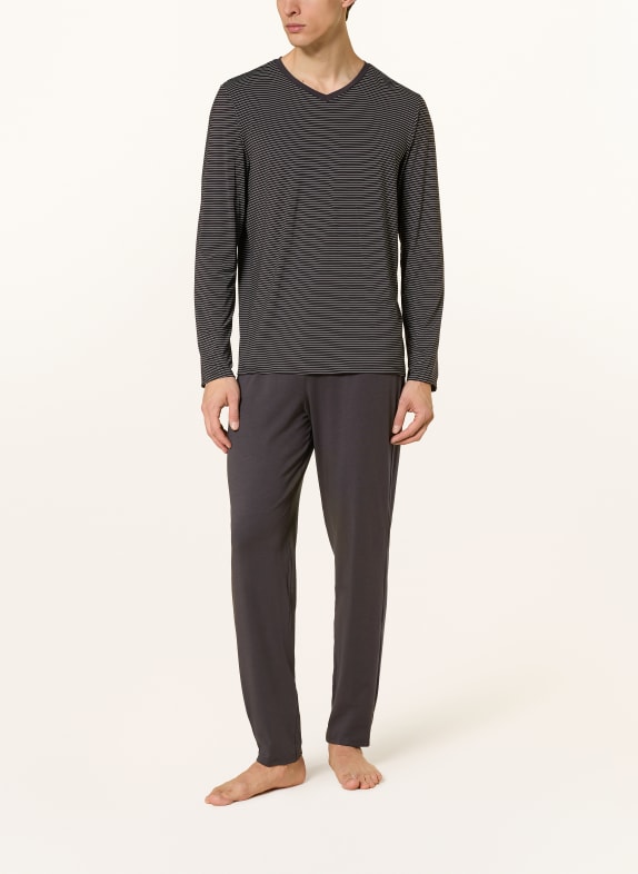 SCHIESSER Pyjama LONG LIFE SOFT DONKERGRIJS / WIT