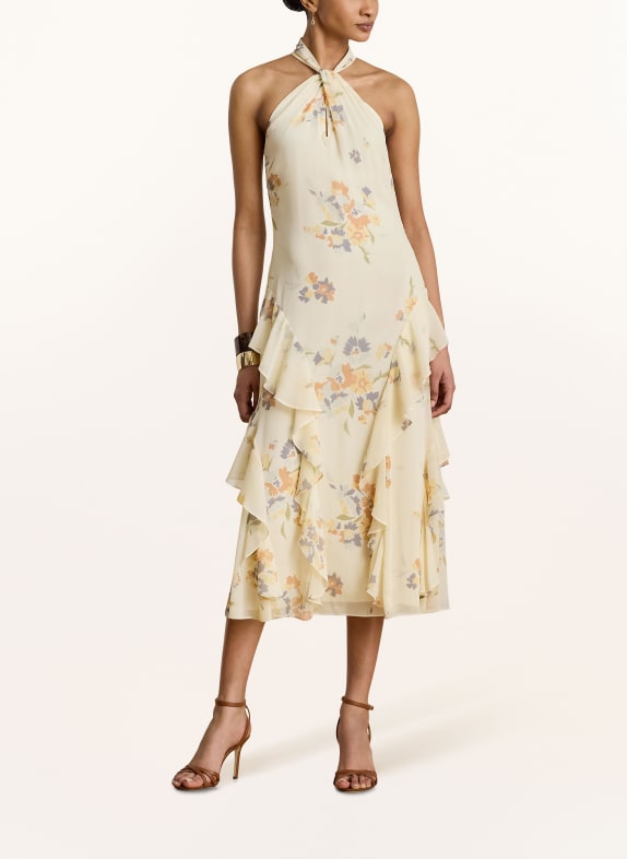 LAUREN RALPH LAUREN Cocktailkleid ECRU / DUNKELORANGE / HELLBLAU