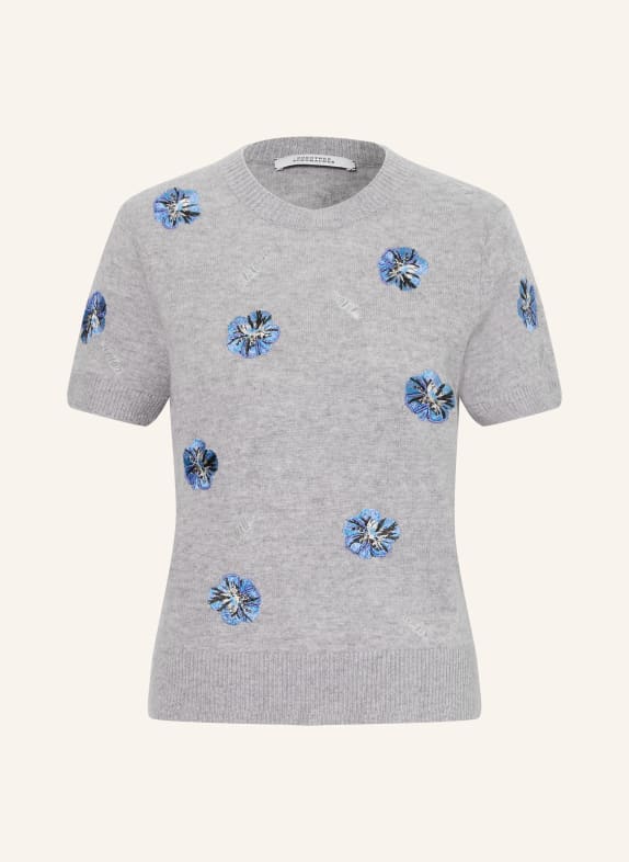 DOROTHEE SCHUMACHER Strickshirt BLOOMING STATEMENTS mit Cashmere GRAU / HELLBLAU