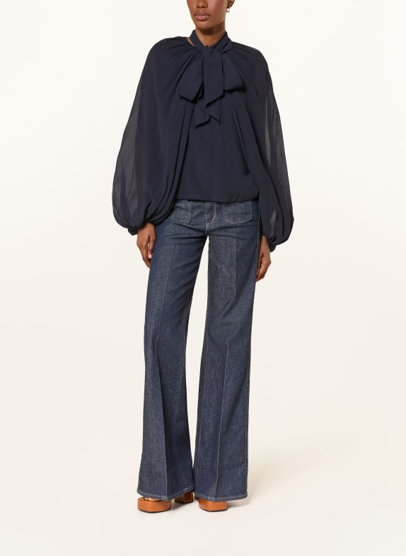DOROTHEE SCHUMACHER Blouse DREAMFUL VOLUMES met afneembare strik DONKERBLAUW