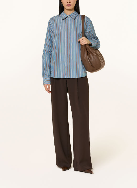 LIU JO Overhemdblouse met kant LICHTBLAUW / MARRON FONCÉ / BEIGE