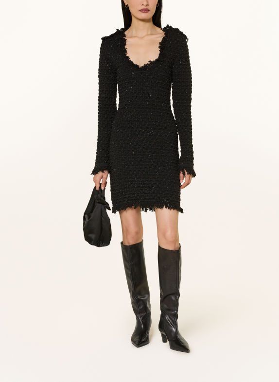 LIU JO Strickkleid mit Pailletten SCHWARZ