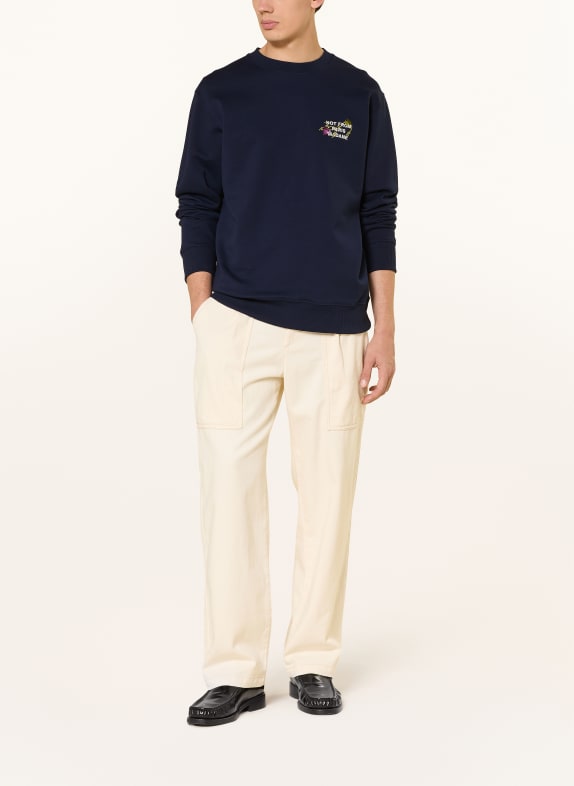 DRÔLE DE MONSIEUR Sweatshirt LE SWEATSHIRT VINE EMBROIDERED SLOGAN DONKERBLAUW / GROEN / WIT