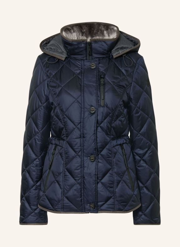 GIL BRET Quilted jacket with faux fur and a detachable hood DARK BLUE / DARK GRAY