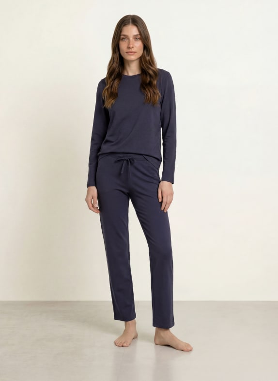 SCHIESSER Pyjamashirt MIX+RELAX DONKERBLAUW