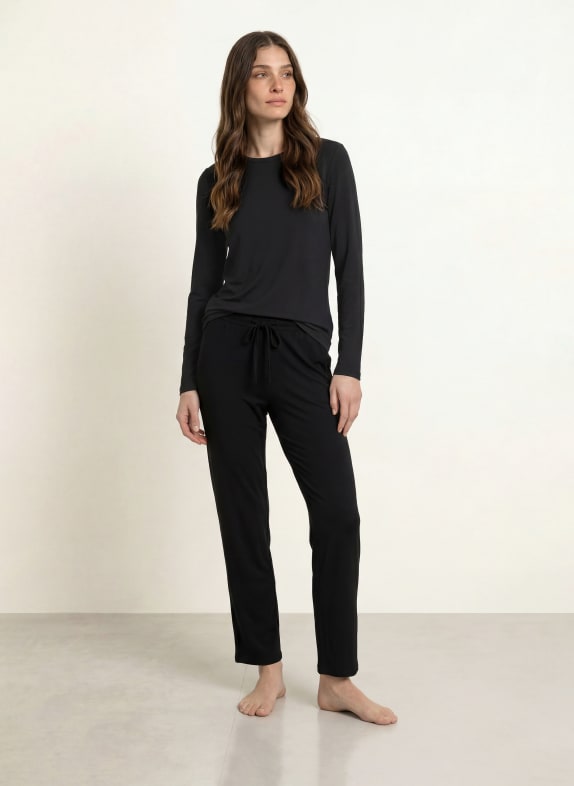 SCHIESSER Pyjamashirt MIX+RELAX ZWART