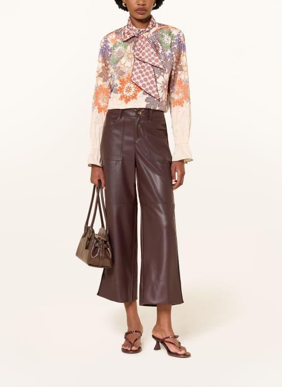 IVI collection Blouse met afneembare strik CRÈME / PAARS / ORANJE