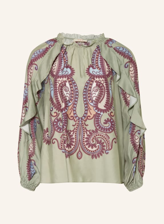 IVI collection Blůzkové tričko SVĚTLE ZELENÁ / ČERNOŠEDÁ / TMAVĚ ČERVENÁ
