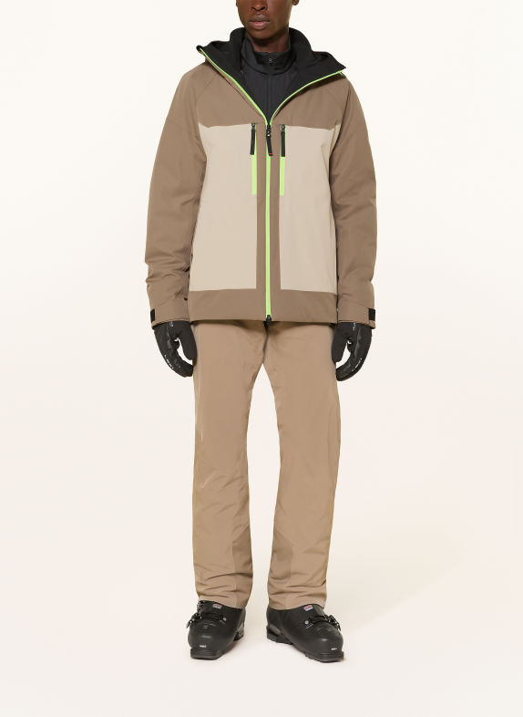 FIRE+ICE TAJO2-T Ski Jacket LIGHT BROWN / CREAM / NEON GREEN