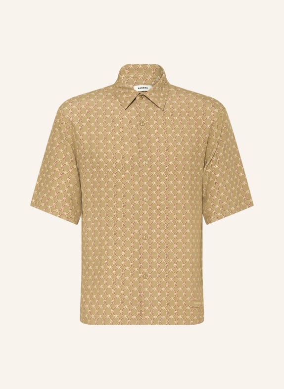 SANDRO Kurzarm-Hemd Regular Fit KHAKI / BEIGE / DUNKELROT