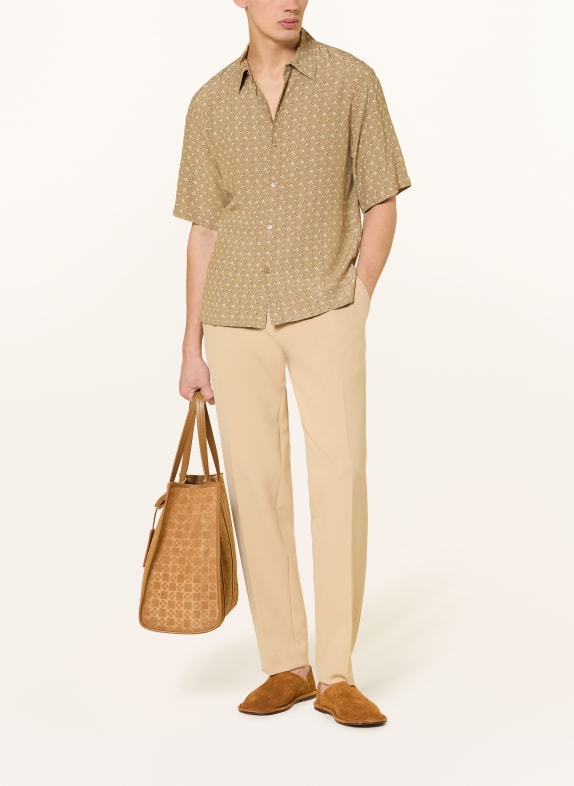SANDRO Kurzarm-Hemd Regular Fit KHAKI / BEIGE / DUNKELROT