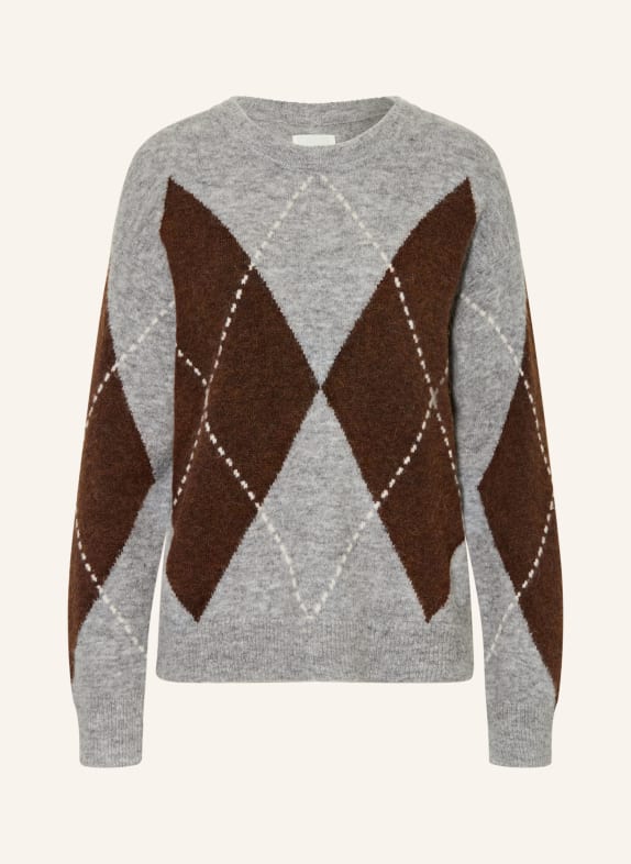 Part Two Trui SORAYASPW met alpaca GRIJS / MARRON FONCÉ / WIT