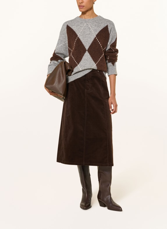 Part Two Trui SORAYASPW met alpaca GRIJS / MARRON FONCÉ / WIT