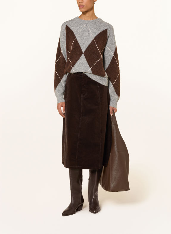 Part Two Corduroy skirt DARK BROWN