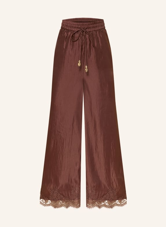 Aje. Satinhose OPHELIA mit Spitze DUNKELBRAUN