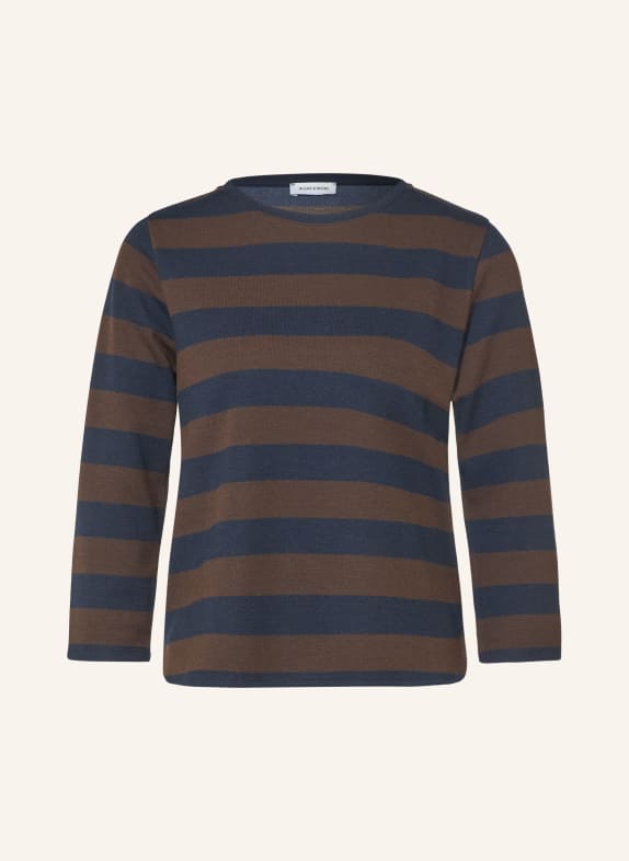 MORE & MORE Shirt met 3/4-mouwen DONKERBLAUW / MARRON FONCÉ