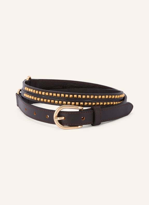 LUISA CERANO Ceinture à clous MARRON FONCÉ / OR