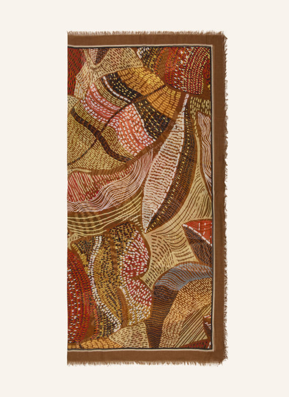 LUISA CERANO Scarf BROWN / RED / BLACK