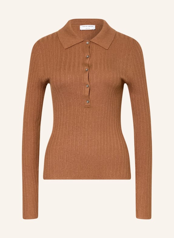 TIGER OF SWEDEN Strick-Poloshirt ISLA COGNAC