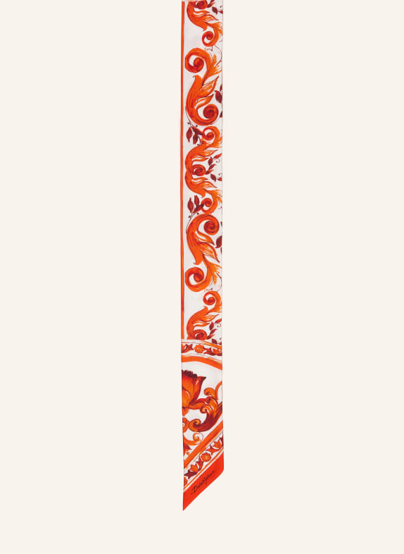 DOLCE & GABBANA Foulard en soie ORANGE / BLANC
