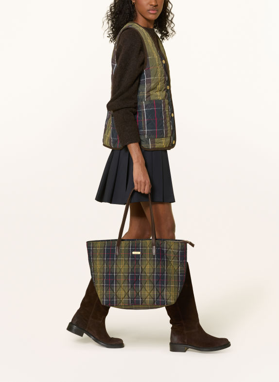 Barbour Shopper WETHERHAM met etui GROEN / DONKERGRIJS / GEEL