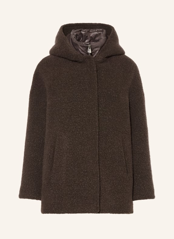 ICONS CINZIA ROCCA Teddy fur jacket with removable trim DARK BROWN