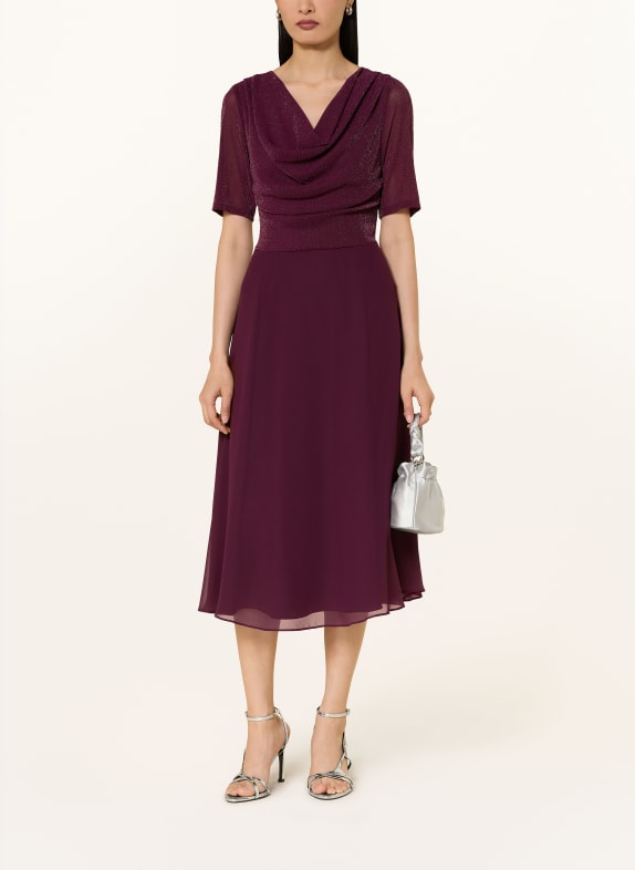 Vera Mont Kleid im Materialmix mit Glitzegarn DUNKELROT
