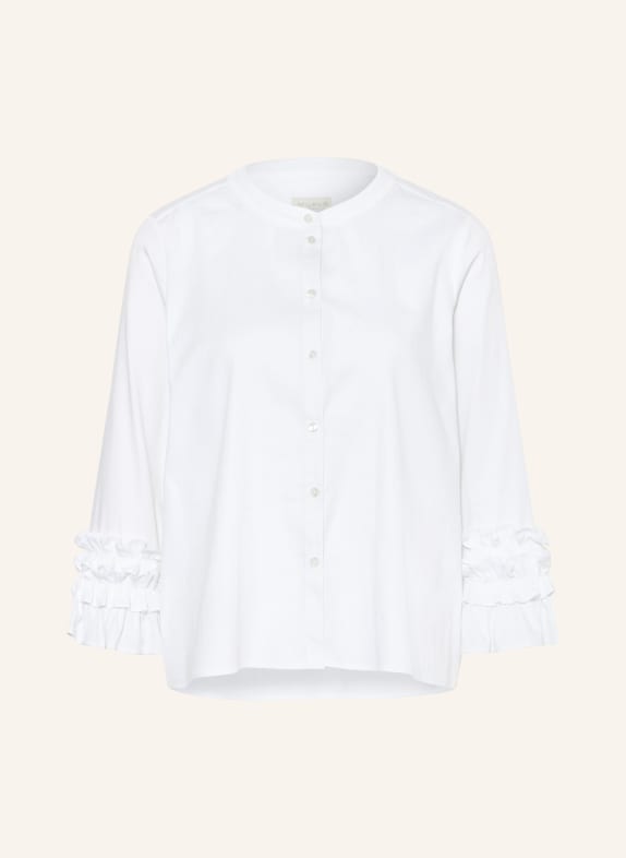 MILANO ITALY Bluse mit 3/4-Arm und Rüschen WEISS