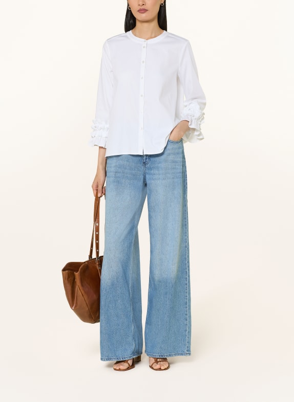 MILANO ITALY Blouse met 3/4-mouwen en ruches WIT