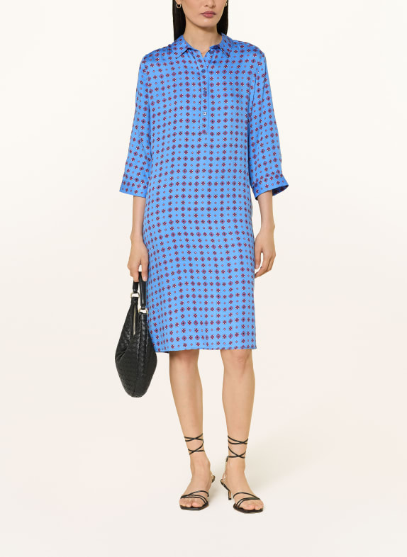 MILANO ITALY Shirt-style dress with 3/4 sleeves BLUE / PINK / WHITE
