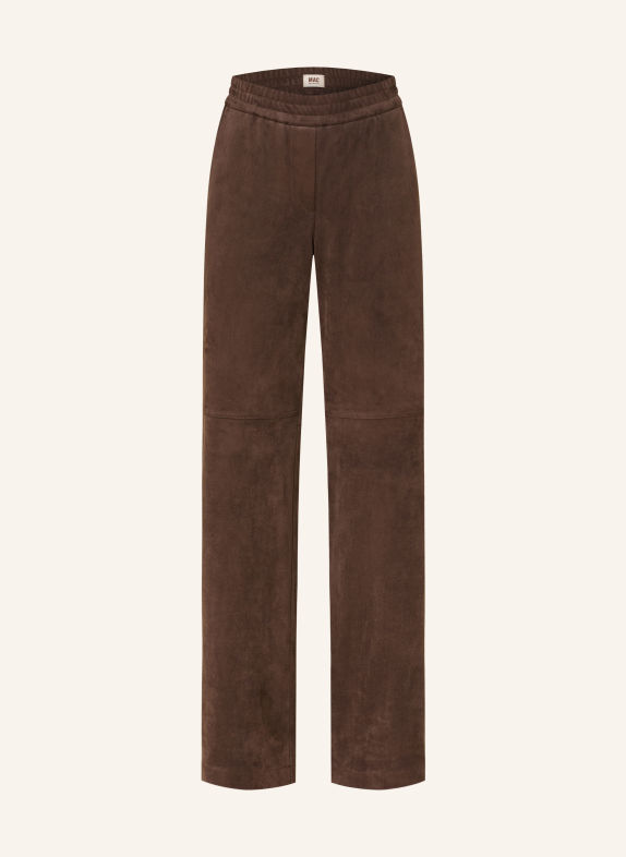 MAC CHIARA leather-look marlene pants DARK BROWN