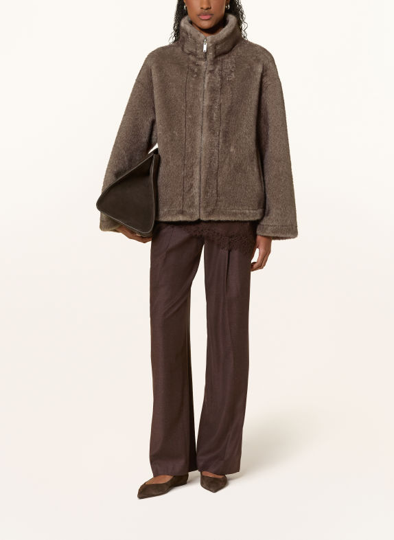 REPEAT Reversible faux fur jacket TAUPE