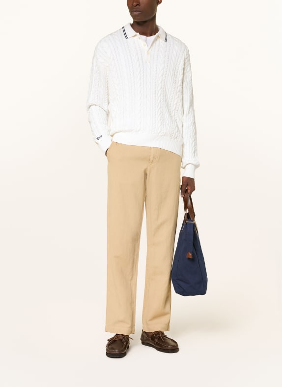 POLO RALPH LAUREN Pletené polo tričko BÍLÁ / TMAVĚ MODRÁ