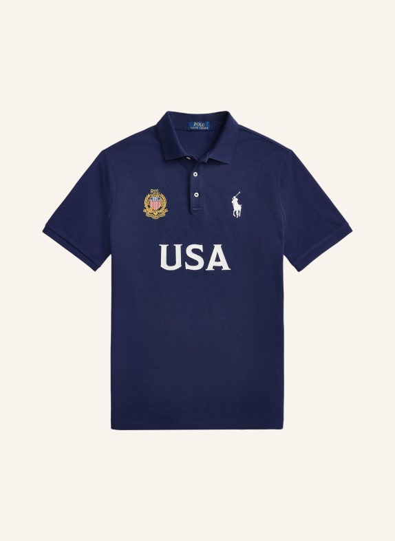 POLO RALPH LAUREN Classic Fit Piqué Polo Shirt DARK BLUE / WHITE