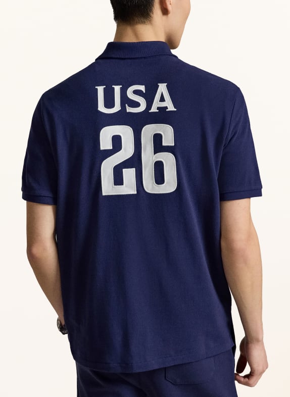 POLO RALPH LAUREN Classic Fit Piqué Polo Shirt DARK BLUE / WHITE