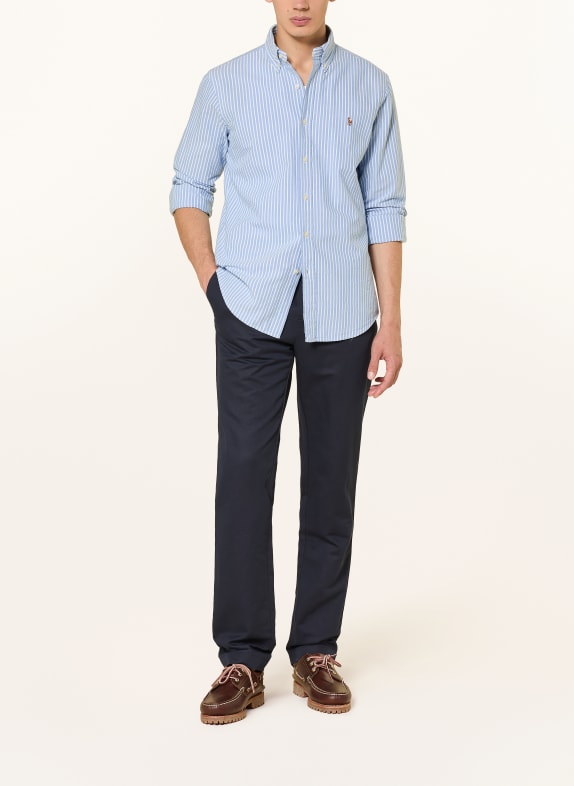 POLO RALPH LAUREN Chemise OXFORD coupe ajustée BLEU CLAIR / BLANC