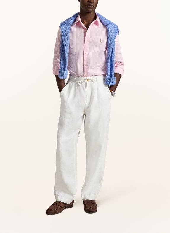 POLO RALPH LAUREN Chemise OXFORD coupe ajustée ROSE / BLANC