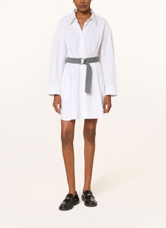 maje Hemdblusenkleid RISHIRT WEISS / DUNKELGRAU