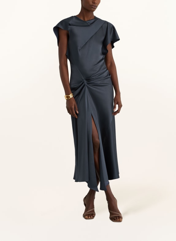 REISS Satinkleid SASHA mit Volants DUNKELGRAU