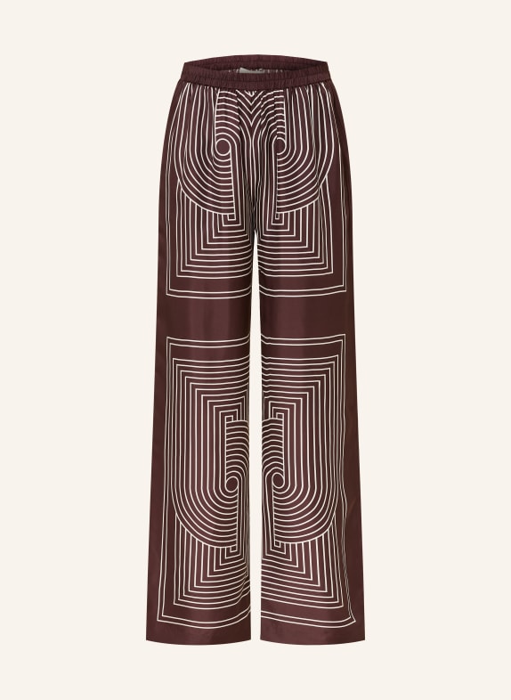lilienfels Marlenehose aus Seide DUNKELBRAUN / WEISS