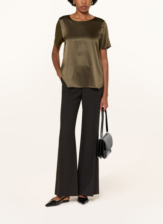 (THE MERCER) N.Y. Satijnen blouse met zijde DONKERGROEN