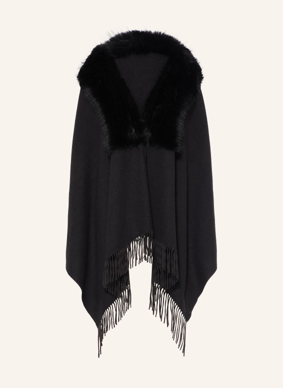 RINO & PELLE Cape WENDY mit Kunstfell SCHWARZ