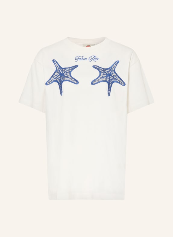 FARM RIO T-Shirt STARFISH mit Lochspitze WEISS / DUNKELBLAU